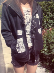 Vintage Hooded Zip Front Jacket