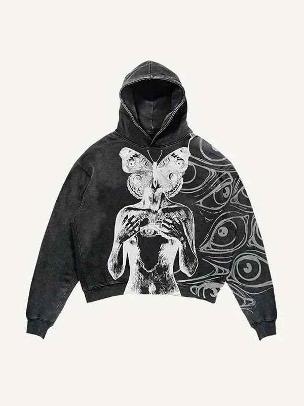 Gothic Skull Print Oversized Hoodie