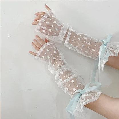 Gothic Lace Floral Ribbon Glove