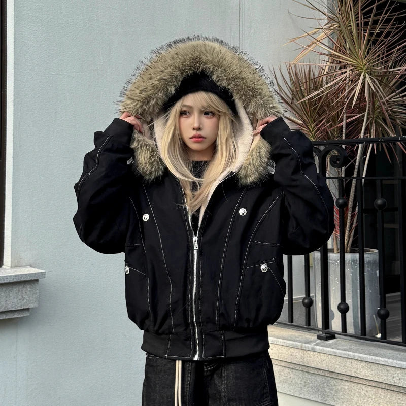 Fur Collar Fleece Parka Coat Main image