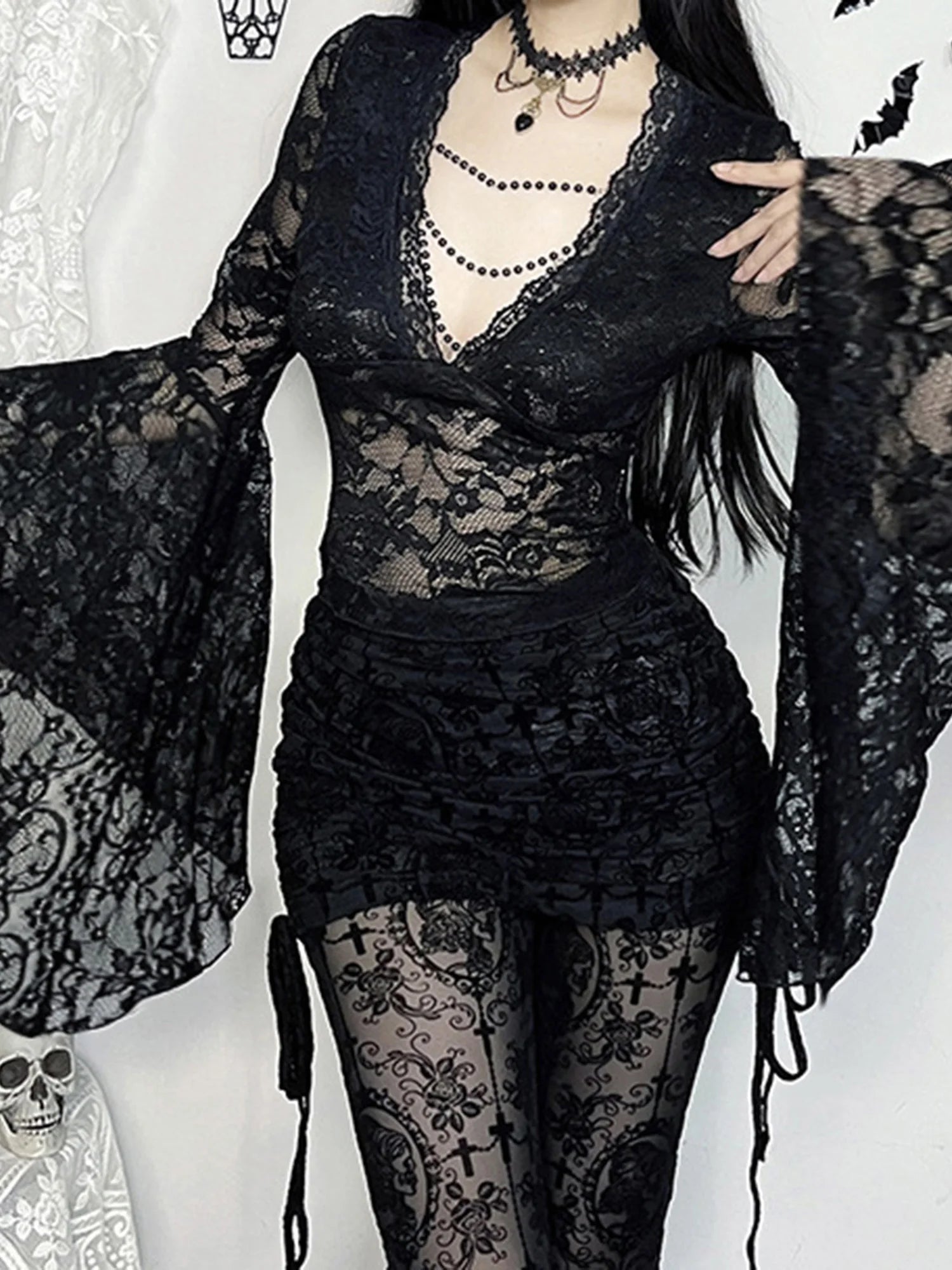 Deep V-Neck Mesh Top Main image