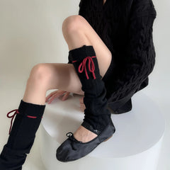 Gothic Bow Vintage Knit Wool Sock