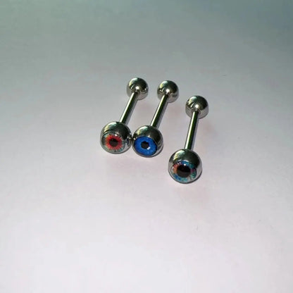 Magic Pupil Glued Eye Stainless Steel Tongue Ring