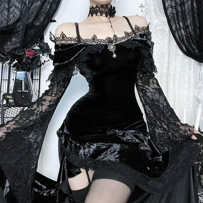 Flocking Lace Off-Shoulder Midi Dress Secondary image