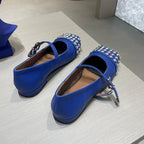 Rivet Cross Strap Square Toe Loafers Flat