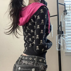 Punk Gothic Black Skull Hoodie