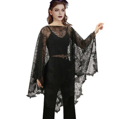 Gothic Bat Print Mesh Top