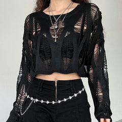 Hollow Out Knit Mesh Top
