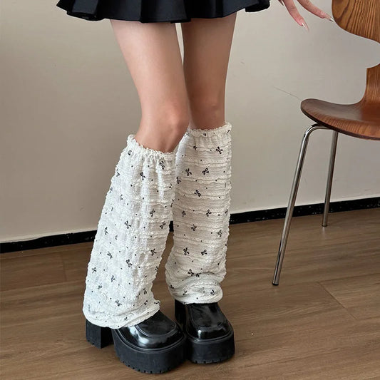 Gothic Pleated Bow Ballet Sock