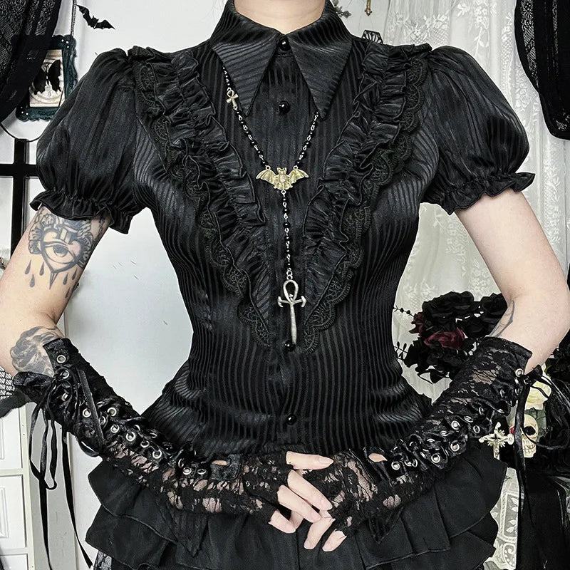 Slim Lapel Stripe Blouse Secondary image