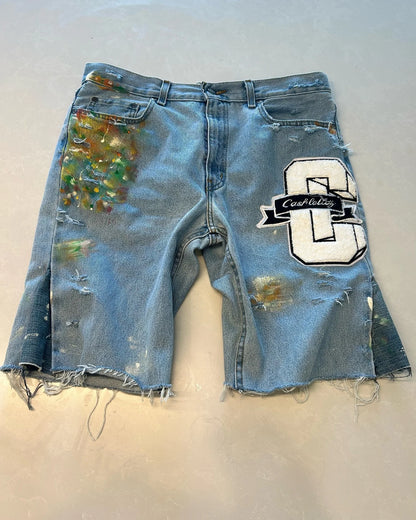 Hole Letter Embroidery Short