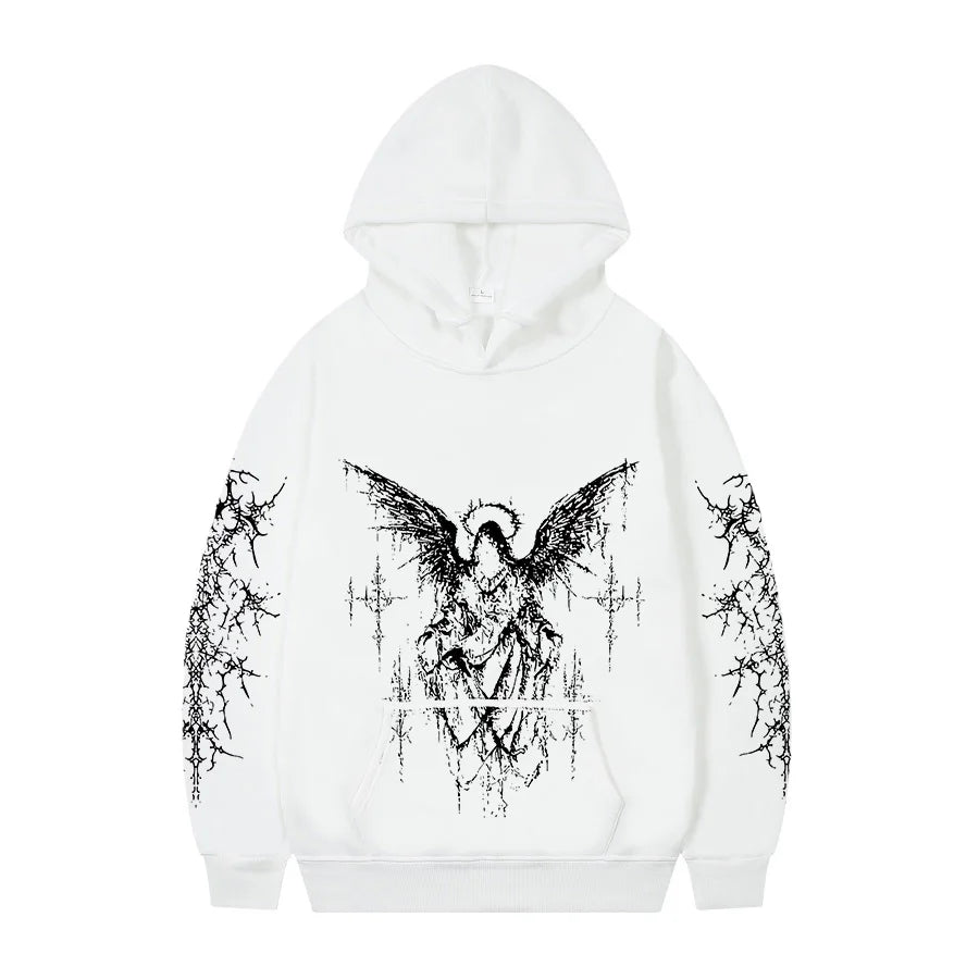 Gothic Graphic Print Zip Hoodie