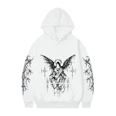 Gothic Graphic Print Zip Hoodie