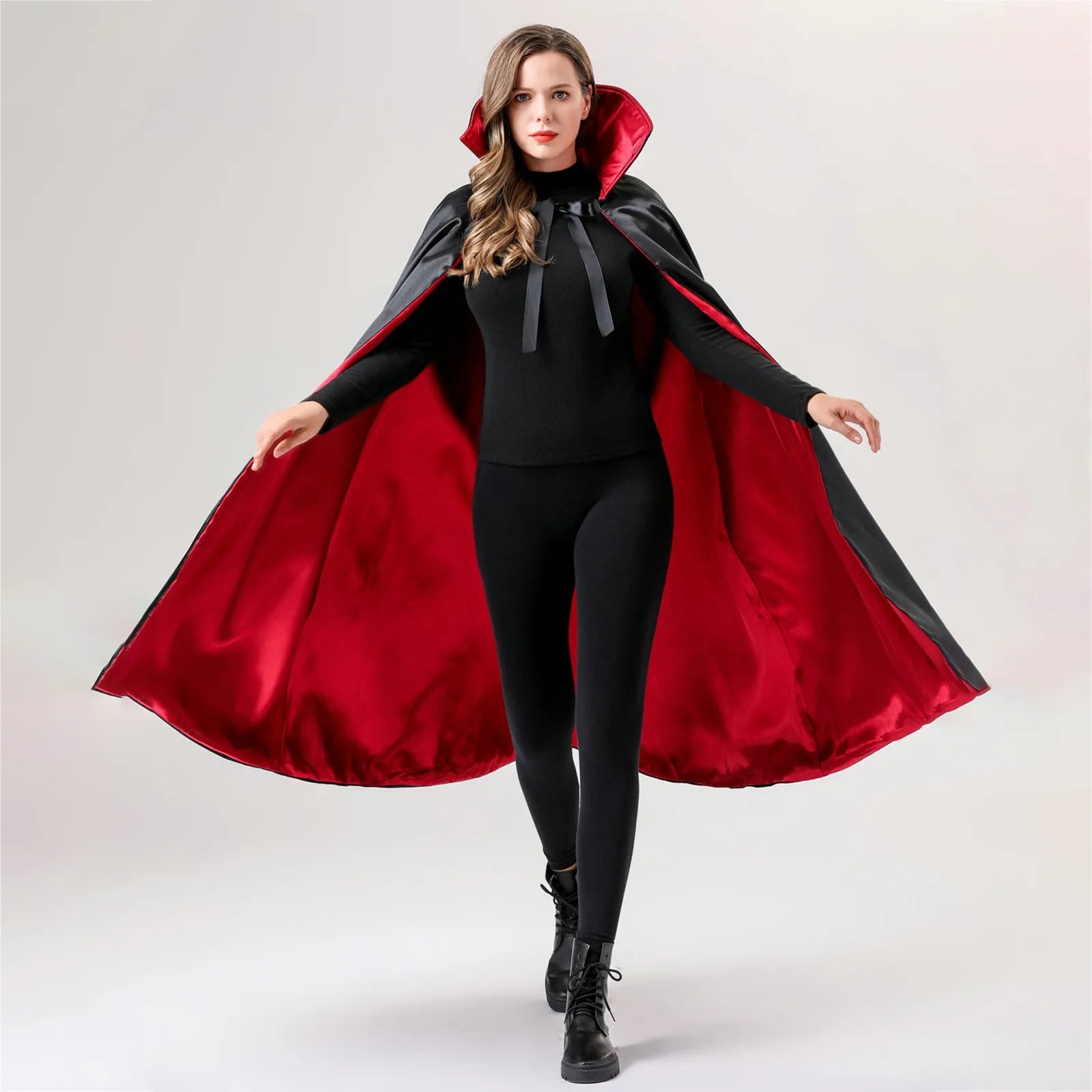 Lace-Up Stand Collar Cloak Main image