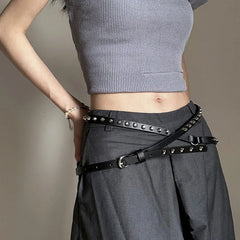 Punk Gothic Cowboy Double Loop Rivet Belt