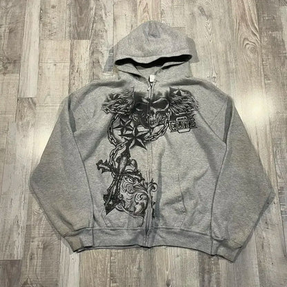 Gothic Retro Pattern Zipper Hoodie