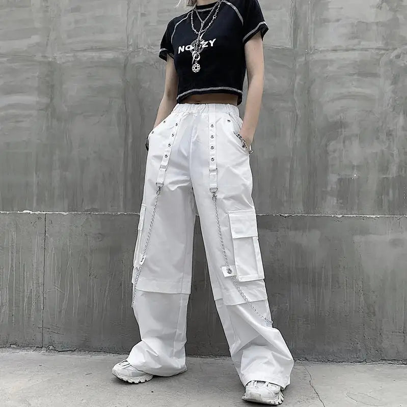 White High Waist Cargo Pants Main image