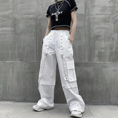 White High Waist Cargo Pants
