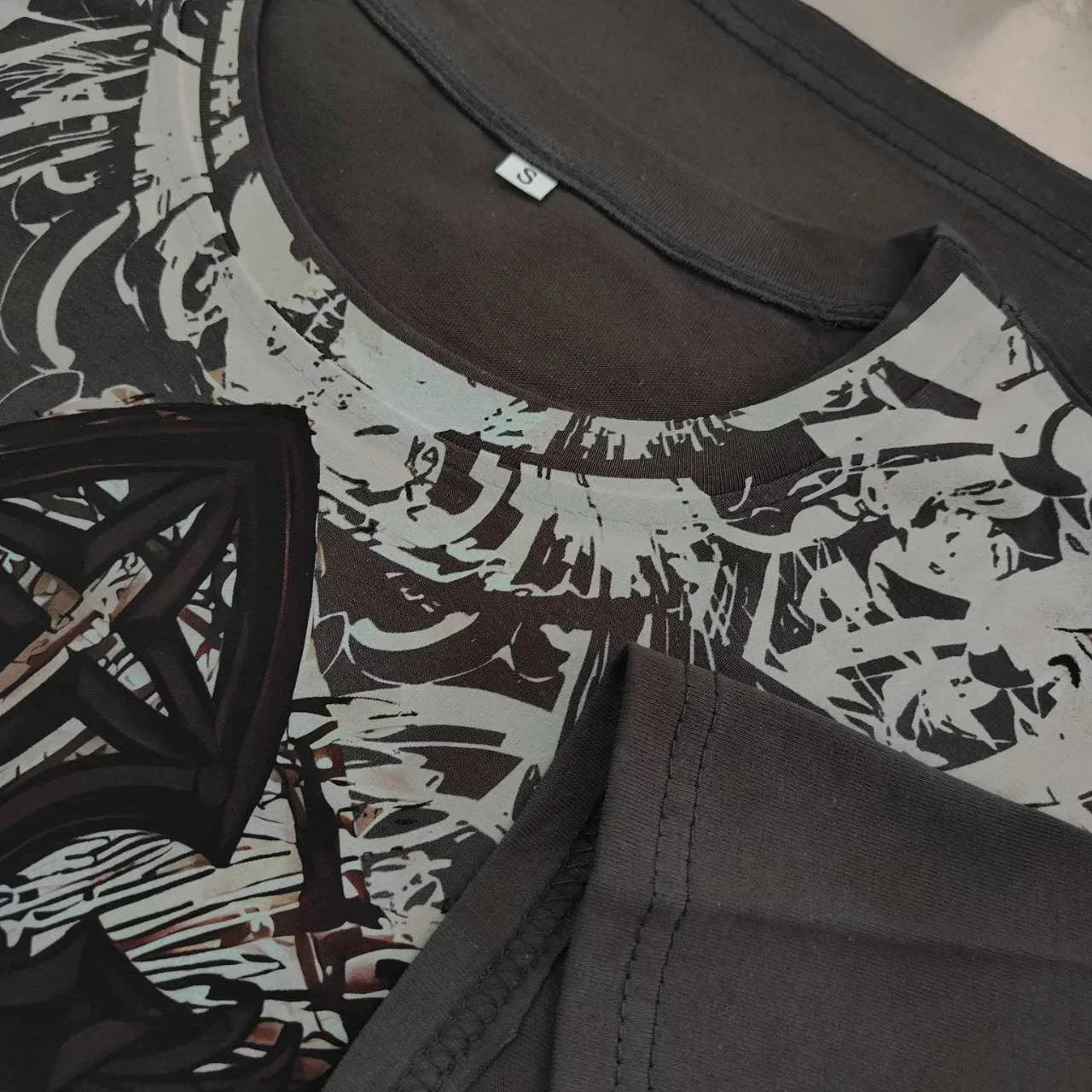 Wing Pattern Gothic Cotton T-shirt