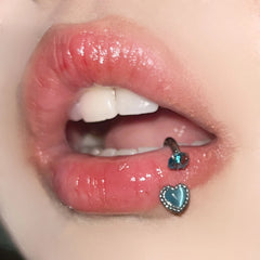 Cat’s Eye Pink Crystal Lip Stud