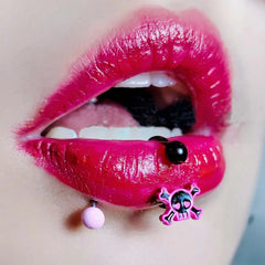 Pink Skeleton Anime Lip Stud