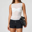 Sheer Mesh Ruched Transparent Crop Top