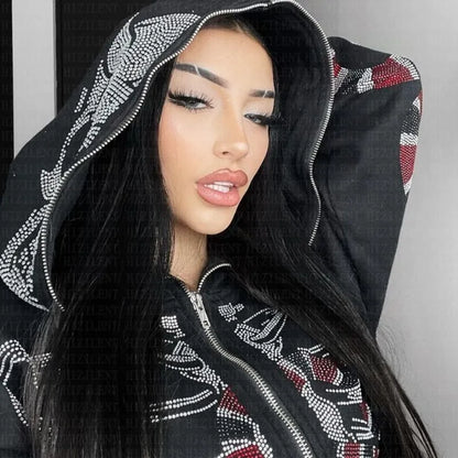Gothic Butterfly Skeleton Zip Hoodie