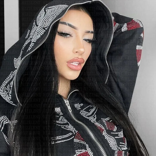Gothic Butterfly Skeleton Zip Hoodie