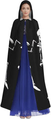 Skeleton Print Hooded Cloak