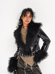 Faux Fur Trimmed Biker Jacket