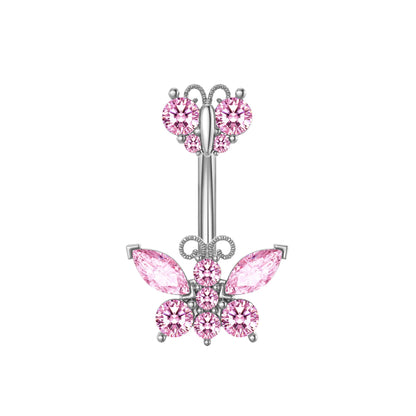 Butterfly Heart Dangle Gothic Belly Ring