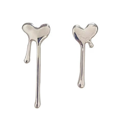 Metal Liquid Irregular Heart Drop Earring