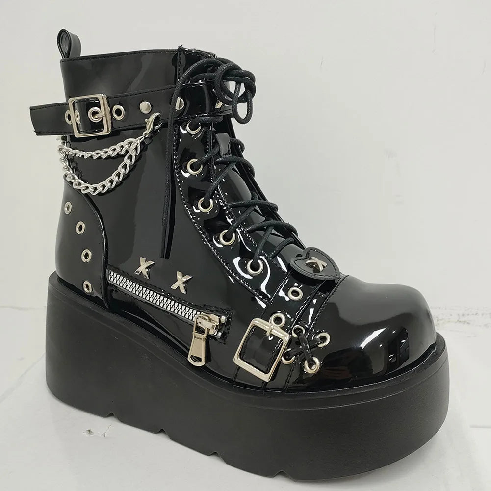 GIGIFOX Platform Gothic Combat Boot