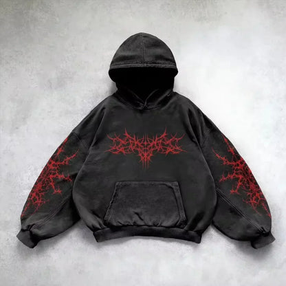 Gothic Oversized Pattern Zip Hoodie