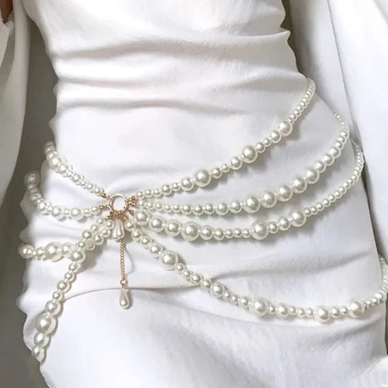Multilayer Gothic Pearl Waist Chain Belt Main image
