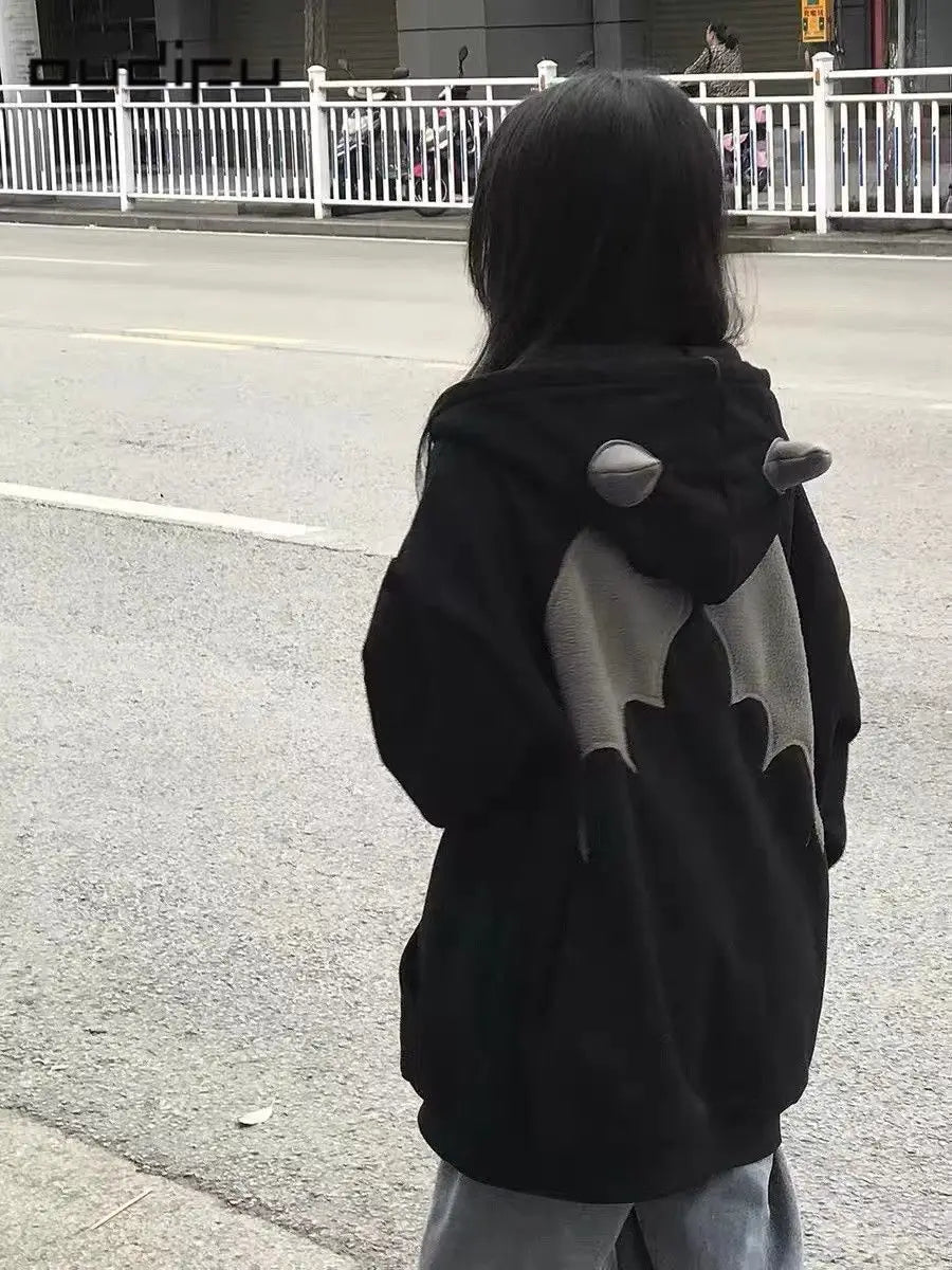 Little Devil Print Hooded Coat