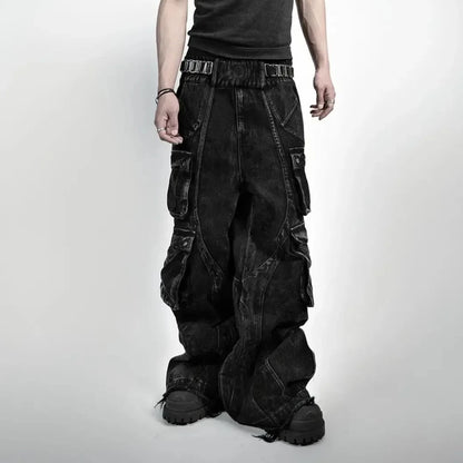 Gothic Washed Multi-Pocket Wide Leg Pant