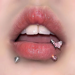 Pink Drop Pearl Cute Lip Stud