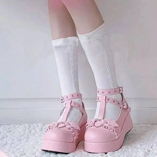 Sweet Heart Buckle Mary Janes Gothic Platform Boot