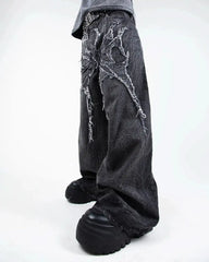 Gothic Embroidered Wide Leg Pants