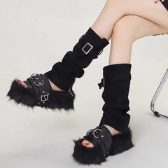 Y2K Gothic Buckle Platform Sandal