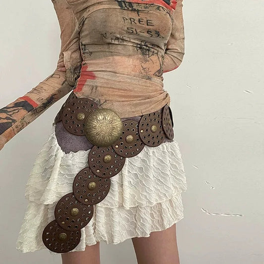 Western Gothic Cowboy Wide Rivet Belt