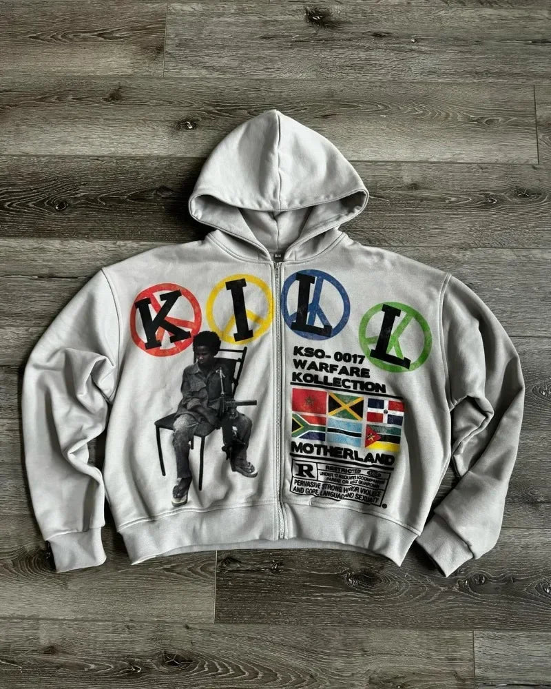 Gothic Cartoon Letter Zip Hoodie Main image