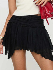 Ruffled Lace High Waist Skirt