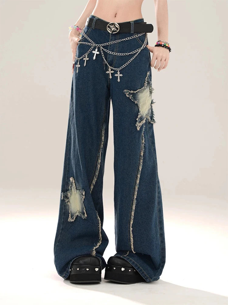 Blue Gothic Baggy Star Denim Pant Main image
