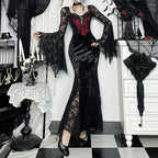 Embellished Gothic Velvet Midi Dress