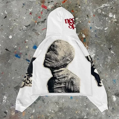Gothic Mummy Print Oversized Hoodie
