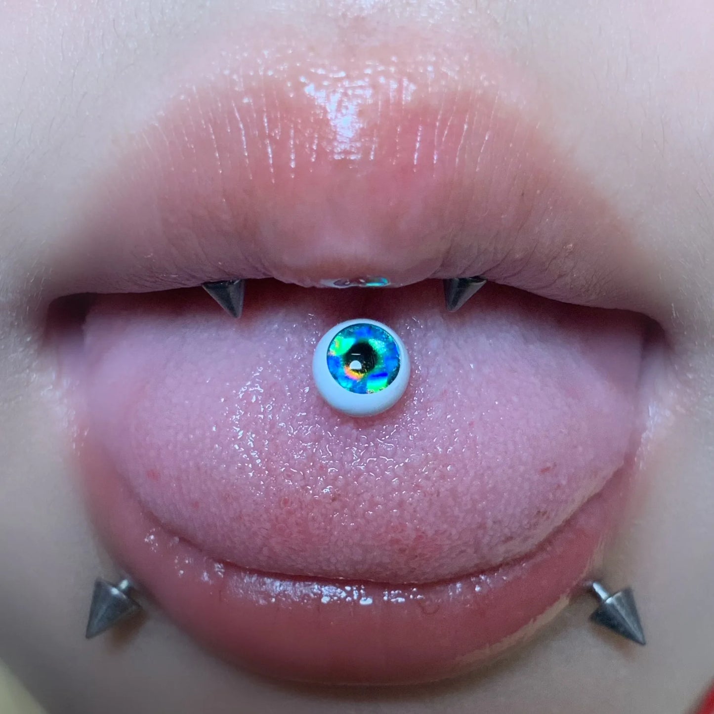 Punk White Porcelain Magic Eye Tongue Ring