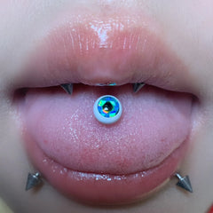 Punk White Porcelain Magic Eye Tongue Ring