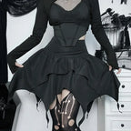 Solid Drawstring Ruched Mini Skirt